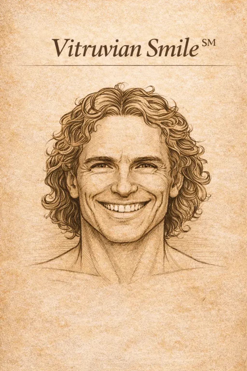 Vitruvian Smile study — Renaissance-style portrait sketch used in Full Implant Choice smile design